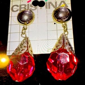 New vintage, dangling, large earrings, plastic beads